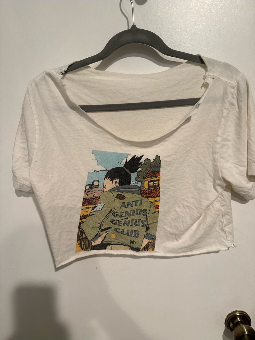 White Graphic Crop Tee - Anti Genius Design